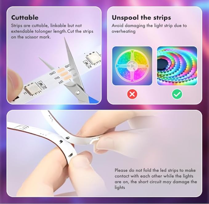 LED Strip Lights 100FT, Smart IC RGB Segmented DIY Color Changing, Rainbow Chasing Effects, WiFi App/Voice Control, Music Sync, Works with Alexa&Google Assistant,Lights for Bedroom Decor(2x50FT)