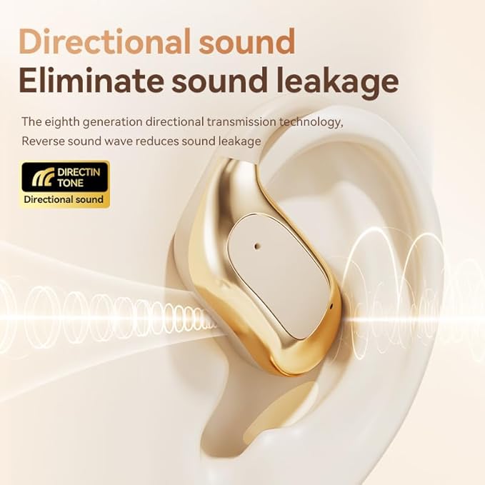 Open Ear Earbuds, Bluetooth Headphones 5.4 Sports with Smart Digital Display, 40H Playtime, Clear Calls,IPx4 Waterproof, Wireless Over Ear Buds Lightweight Design Fit Cycling, Running, Workout(beige)
