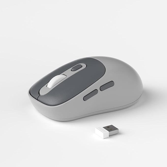 Camiysn V100 Wireless Black Grey Mouse, Ultra-Light 2.4G USB Mouse with Adjustable DPI, Premium Rubber Scroll Wheel & Advanced Optical Sensor, Auto Sleep Mode for Energy Saving