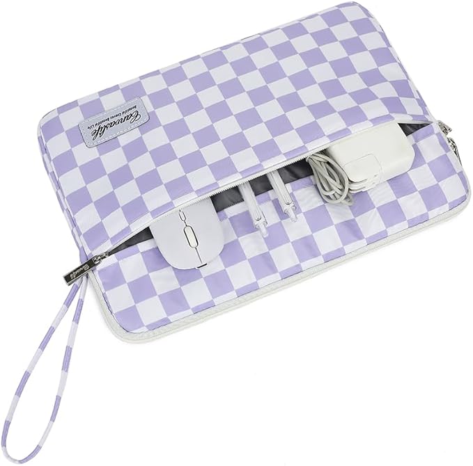 15.6-inch Notebook case, Waterproof and Shockproof Protective Computer case, can be Used to Cover Shopping cart Cases. The Notebook is Compatible with Lenovo, ASUS and HP (Purple Checker)