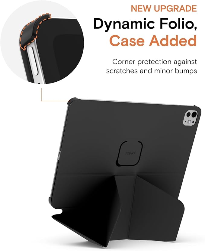 MOFT Dynamic Folio Case for iPad Pro 12.9"(6th/5th/4th/3rd Gen. 2022/2021/2020/2018)-[Reinforced Corner Protection] Stable Slim Magnetic Stand with 20+ Viewing Angles, Premium MOVAS Leather, Jet Black
