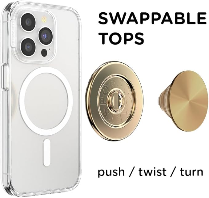 PopSockets Phone Grip for MagSafe, Magnetic Holder, Phone Stand, Enamel - Alum Radial Gold