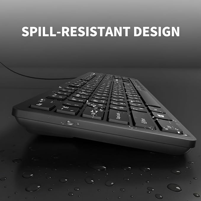 Arabic/English Keyboard USB Wired,QWERTY Laser Etched Letter（Not Fading）Full-Size with Numpad, Desktop, Pc, Laptop - Suit for Frequent Use of Arabic bilingual for Work, Study, and Communication