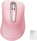 memzuoix 2.4G Wireless Mouse, 1400 DPI Mobile Optical Cordless Mouse with USB Receiver, Portable Computer Mice for Laptop, PC, Desktop, MacBook, 5 Buttons (Pink)