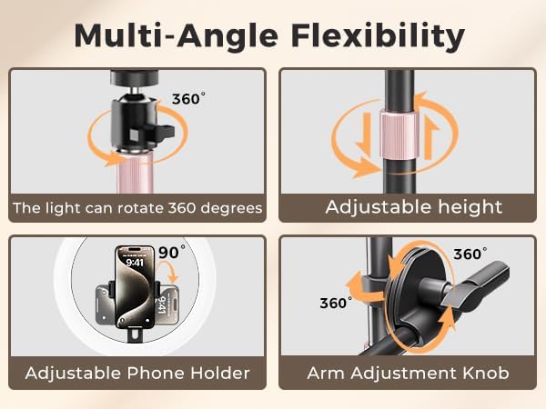 11" Desk Ring Light,Wireless Bluetooth Ring Light with Stand & Phone Holder,Overhead Phone Mount for Video Recording,Tripod for Cooking Videos,Webcam Lamp/TikTok/YouTube,Compatible with iPhone Camera