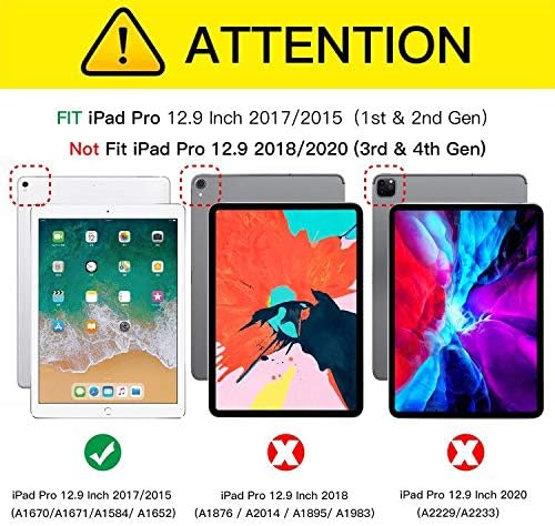 Ztotop Case for iPad Pro 12.9 Inch 2017/2015 (Old Model,1st & 2nd Gen), Premium Leather Folding Stand Folio Cover with Auto Wake/Sleep, Document Card Slots and Multiple Viewing Angles, Navy Blue