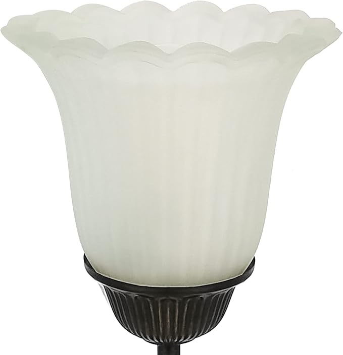 Touch Bedside Lamp with 2 USB Charging Ports, 3-Way Dimmable Nightstand Lamps, White Glass Shade Vintage Rural Leaf Lamp for Living Room Tabletop Bedroom Side Table, LED Bulb Included
