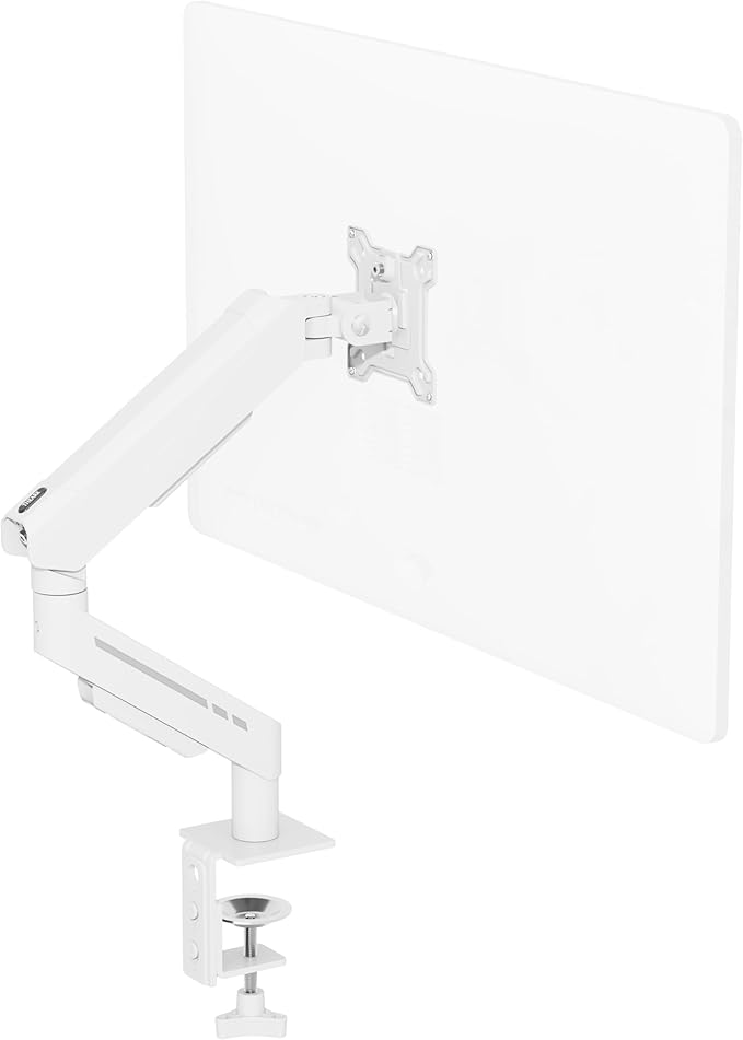 THEARK Single Monitor Desk Mount 17"-32" Screens - Adjustable Gas Spring Monitor Arm Computer Monitor Stand up to 19.8 lbs,VESA Arm Desk Mount with C-Clamp and Grommet Base,VESA 75x75/100x100mm,White