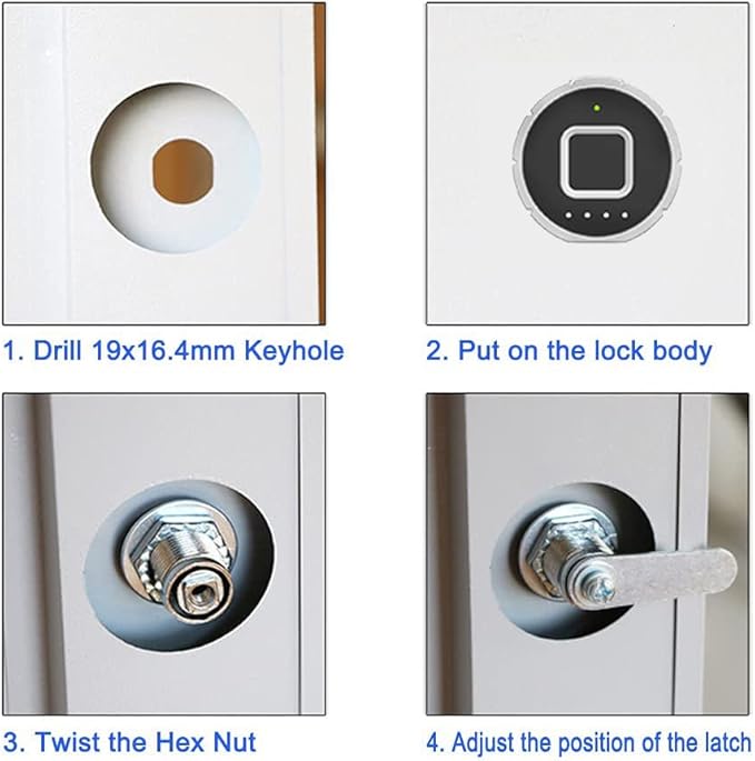 Fingerprint Drawer Lock eLinkSmart Phone App Biometric Cabinet Lock 30MM (27MM) with 3 Sizes Tubular Cam Support 20 Fingerprints 1000+ App Users iOS Watch Unlock