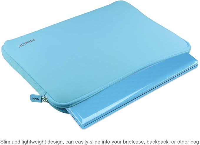 Arvok 11 11.6 12 Inch Laptop Sleeve Case for MacBook Air 12, Water-Resistant Neoprene Notebook Computer Tablet Sleeve, Carrying Bag Cover for Chromebook/HP/Dell/Lenovo/Asus/Acer, Baby Blue