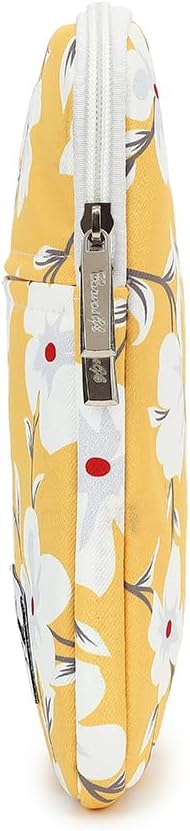 Canvaslife Yellow Flower Pattern Laptop Sleeve 14 inch Laptop Case Bag with Front Pocket - Waterproof Shockproof