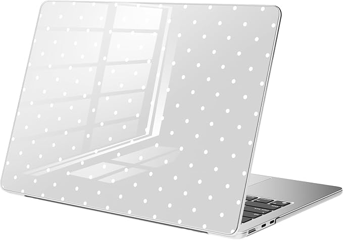 Compatible with MacBook Pro 13 inch Case M2 2025, 2024-2016 A2338 M1 A2251 A2289 A2159 A1989 A1708 A1706, Cute White Polka Dot Protective Hard Shell Clear Cover for Mac Pro 13