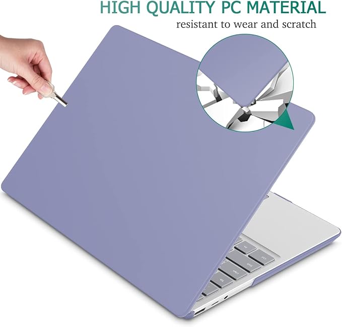 May Chen Compatible with Microsoft Surface Laptop Go 3 Go 2 Go 1 12.4 Inch Model 1943 2013 (2023 2022 2020 Release), Plastic Hard Shell Case with Screen Protector + Keyboard Cover, Lavender Gray