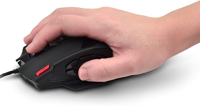 12 Programmable Buttons C12 Gaming Mouse, AFUNTA Laser Double-Speed Adjustment 8000DPI Mice Support 4 Level Switch
