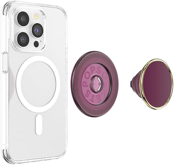 PopSockets Phone Grip for MagSafe, Magnetic Holder, Phone Stand, Red - Red Wine