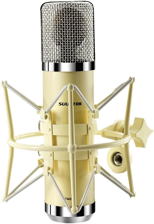 SUUNTOK FET Condenser Microphone Professional XLR Studio Microphone with 34mm Large Diaphragm, Cardioid Recording Mic Computer Gaming PC TM251S Mic Kit for Singing, Podcasting, YouTube (Yellow)