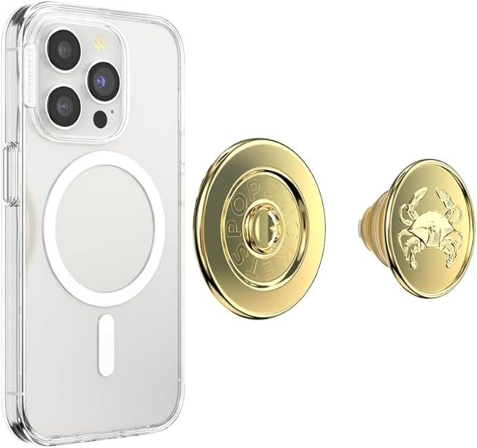 PopSockets Phone Grip for MagSafe, Magnetic Holder, Phone Stand, Gold - Enamel Dungeness