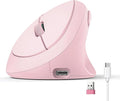 Ergonomic Mouse, Bluetooth Wireless Vertical Mouse, Rechargeable Battery, Quiet Clicks, DPI Adjustable, BT5.0/3.0 & 2.4G Connect, Easy to use, Wide Compatibility (Pink)