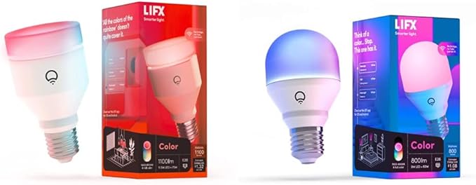 LIFX Color Wi-Fi Smart LED Light Bulbs (1100 Lumens) and (800 Lumens)