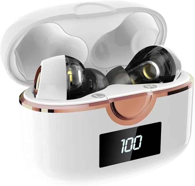 TWS True Wireless Earbuds, ANC Active Noise Cancelling Touch Control Bluetooth 5.0 Headphones with Mic, IPX5 Waterproof Deep Bass Stereo Headset in Ear for Android iOS,White