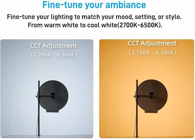 Amaran Verge Max Kit 22" Key Light, Bi-Color Circular Edge Panel Light, 2700-6500K, 7 Lighting Effect, Clamp on Desk Panel Video Lighting for Video Recording,Game,Live Stream,Creators(Charcoal)