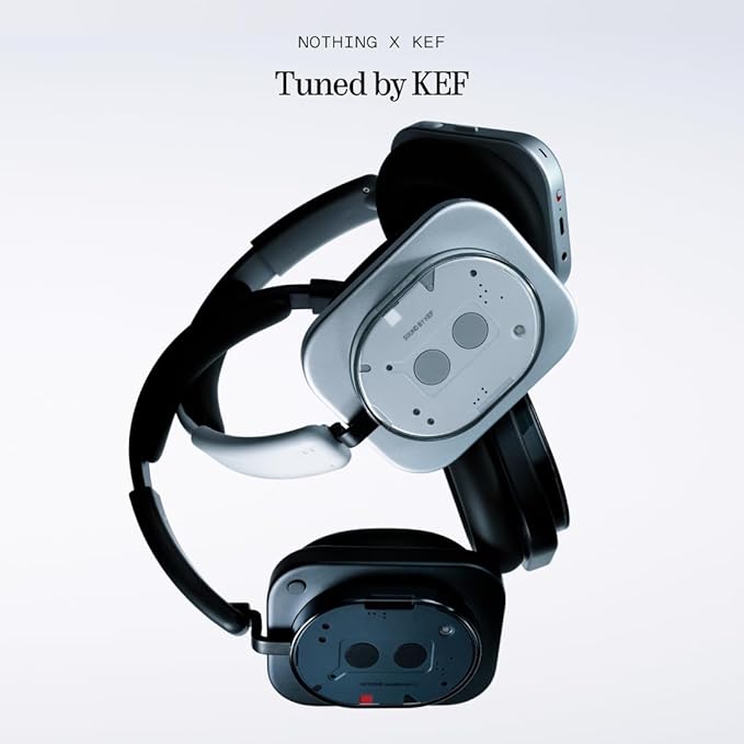 Nothing Headphone (1) Hybrid Active Noise Cancelling Headphones, Wireless Over-Ear Headphones with 6 Mics, 80Hrs Playtime, Hi-Res Audio, KEF-Tuned, Spatial Sound, Comfort Fit & Fast Charging Black