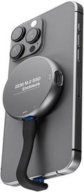 Magnetic M.2 2230 NVME Enclosure Storage for iPhone 15/16 Pro Max, USB C 3.2 Gen2 10Gbps to NVMe Adapter, 100W PD Charging, Aluminum External SSD Case for Android/iPad/MacBook (Grey Round)