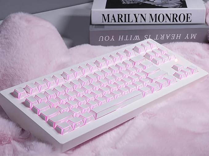 ZORNHER CG870 Wireless Mechanical Keyboard,80% White Gaming Keyboard, Creamy Keyboard,Shine Though Double Shot Keycaps,Creamy Sounding Linear Switches,Hot-Swappable