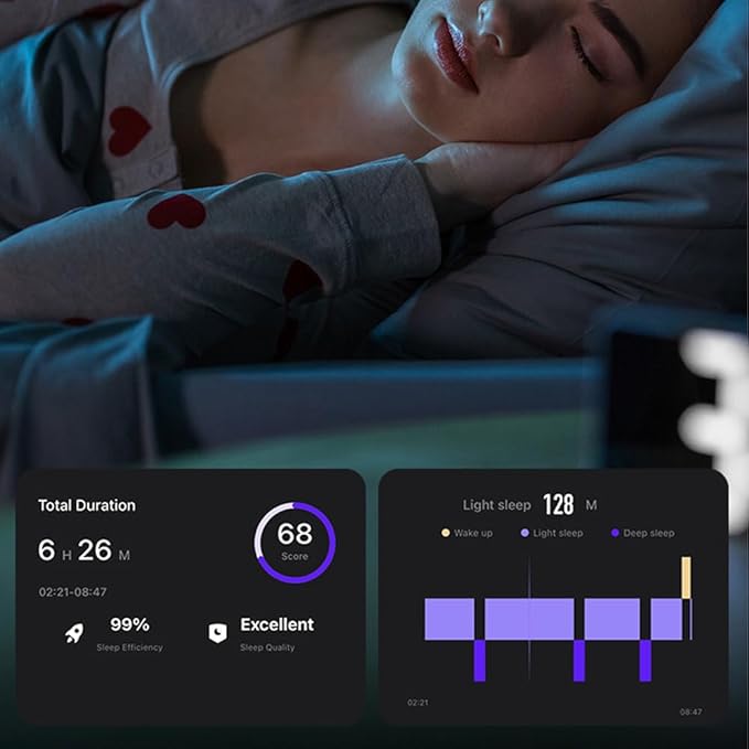 Curved Design Smart Ring Fitness Tracker, Gesture Remote Control Activity Sport Record Sleep Quality Heart Rate SpO2 Skin Temperature Monitoring (Black, #9)
