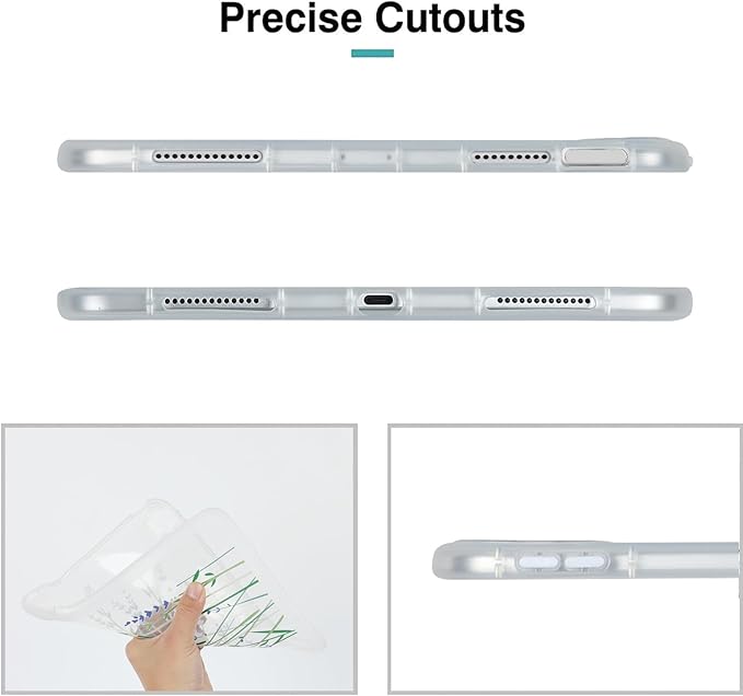 for iPad Pro 12.9 inch Case 6th/5th/4th/3rd Generation (2022/2021/2020/2018) Frosted Translucent Clear Slim Lightweight Protective Cover Soft TPU Back Shockproof Silicone Shell, White Flower