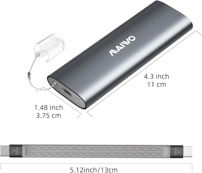 MAIWO M.2 NVMe SSD Enclosure Tool Free, USB 3.1 10Gbps with UASP Trim, M.2 NVMe PCIe SSD to USB C Adapter Reader Case 8TB Capacity