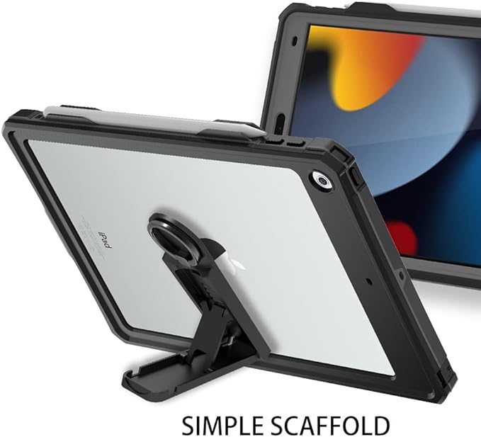 10.2 Waterproof Case Compatible with iPad 9th 8th 7th Generation 2021/2020/2019, Built-in Screen Protector with Strap Stand Pencil Holder, Full Body Heavy Duty Protective Shockproof
