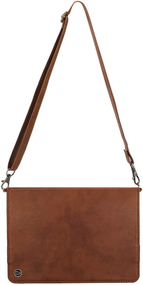Handbag Case for iPad Pro 13-inch M5 2025/M4 2024, Techcircle Folio Stand PU Leather Crossbody Wallet Case with Pencil Holder, Hand Strap & Shoulder Strap, Coffee