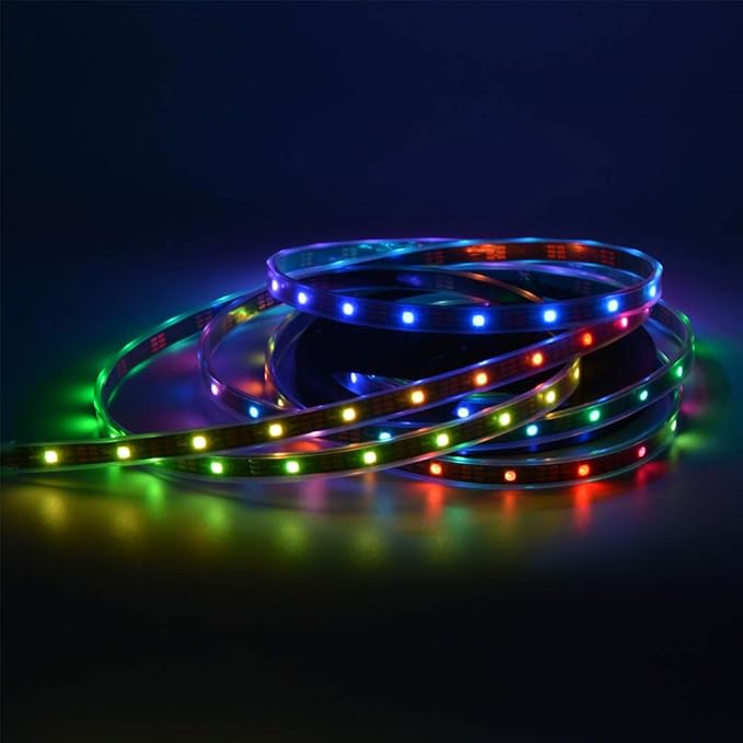 WS2812B LED Strip Lights 16.4ft 5M WS2812B 150LEDs Programmable Individual Addressable WS2811 Built-in 5050 RGB LED Strip IP67 Waterproof DC5V with Mini Controller