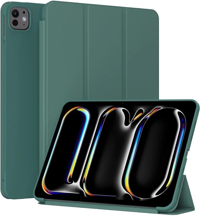 Case for iPad Pro 11-Inch M5/M4 2025/2024 (6th/5th Generation), Slim Lightweight Durable Protective Cover with Trifold Stand, Supports Auto Wake/Sleep, Green