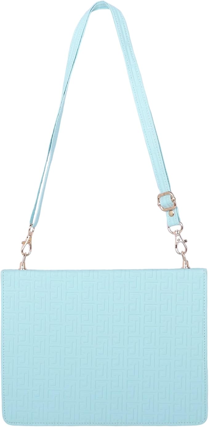 Handbag Case for iPad Pro 12.9" (6th/5th/4th Generation) & iPad Air 13" M3 M2, Techcircle Elegant Crossbody Folio Stand Wallet Case w/Pencil Holder, Card Slots, Hand+Shoulder Strap, Baby Blue
