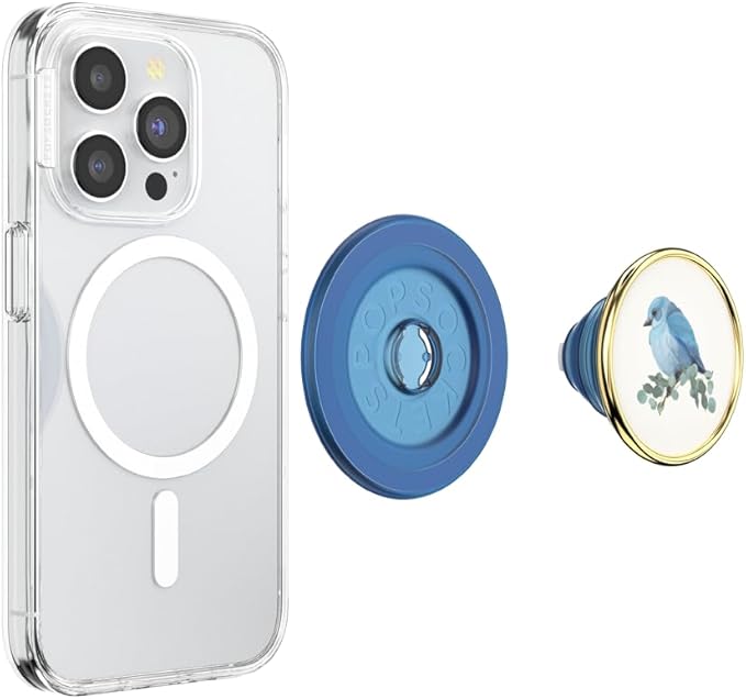 PopSockets Phone Grip for MagSafe, Magnetic Holder, Phone Stand, Blue - Blue Bird
