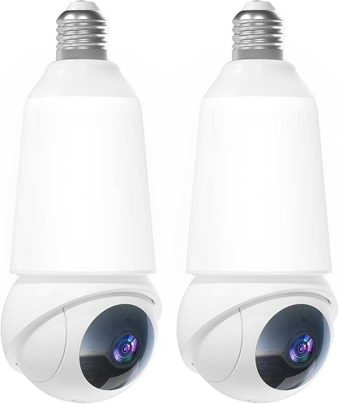 Light Bulb Security Camera, 2.4G&5G WiFi Lightbulb Cameras Wireless Outdoor, Smart AI Motion Detection, Color Night Vision, US Cloud Storage, 911 Emergency Calling, Outdoor Indoor Home Surveillance