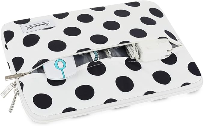 Canvaslife Waterproof 13-Inch Laptop Sleeve with Pocket for 13.3-Inch Laptop and MacBook Air/Pro 13 (Black Dot Pattern)