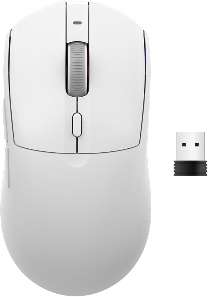 AJ139PRO Dual-Mode 2.4G/Wired Gaming Mouse, 59g Lightweight Design, PAW3395 Sensor, 26K DPI, 300mAh Battery with 40-Hour Battery Life for Windows, Mac Gamer.