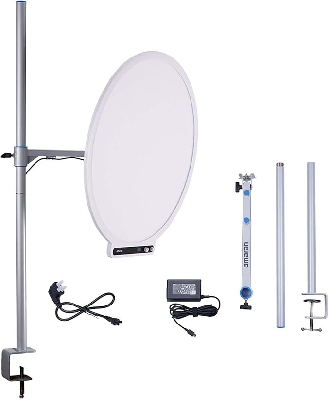 Amaran Verge Max Kit 22" Key Light with Stand/Adjustable Arm for Streaming,60W Bi-Color 2700-6500K Support 7 Lighting Effects Desk Ring Panel Light for Video Recording,Game,Podcast,Tiktok(White)