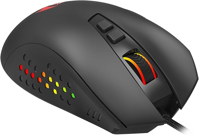 Redragon - Roadmaster M723 - Gaming Mouse - 12400 DPI Adjustable Wired Optical Gaming Mouse - 7 Programmable Buttons - 5 Backlit Modes - Max 12400DPI - 180CM High-Speed USB Braided Cable