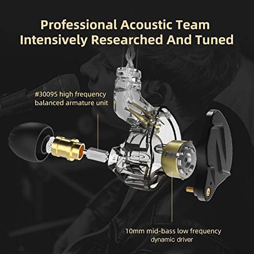 KZ ZSN PRO X Dual Driver Earbuds Headphone, HiFi Stereo Sound Earphone with Balanced Armature and Dynamic Driver Ergonomic Comfortable Headset (Golden with Microphone)……