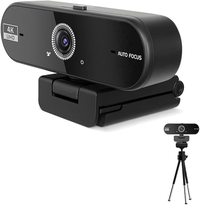 Hprosper 4K Webcam with Microphone for PC, Wide Angle Computer Camera USB Streaming Webcam, Plug & Play External for Laptop Desktop Mac, Streaming Gaming Video Calls with Tripod & Privacy Cover