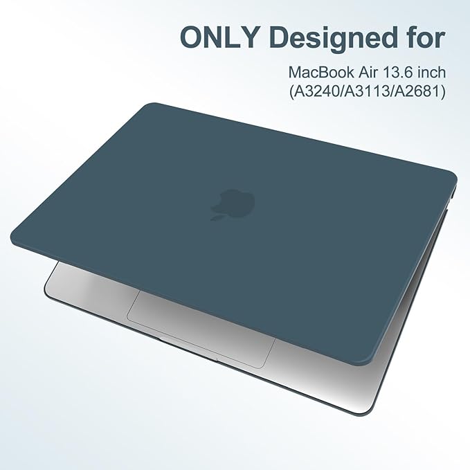 G JGOO Compatible with MacBook Air 13 inch Case 2025 2024 2023 2022 M4 A3240 M3 A3113 M2 A2681, Matte Plastic Hard Shell for MacBook Air 13.6 inch Case +Keyboard Cover + Screen Protector, Teal Green