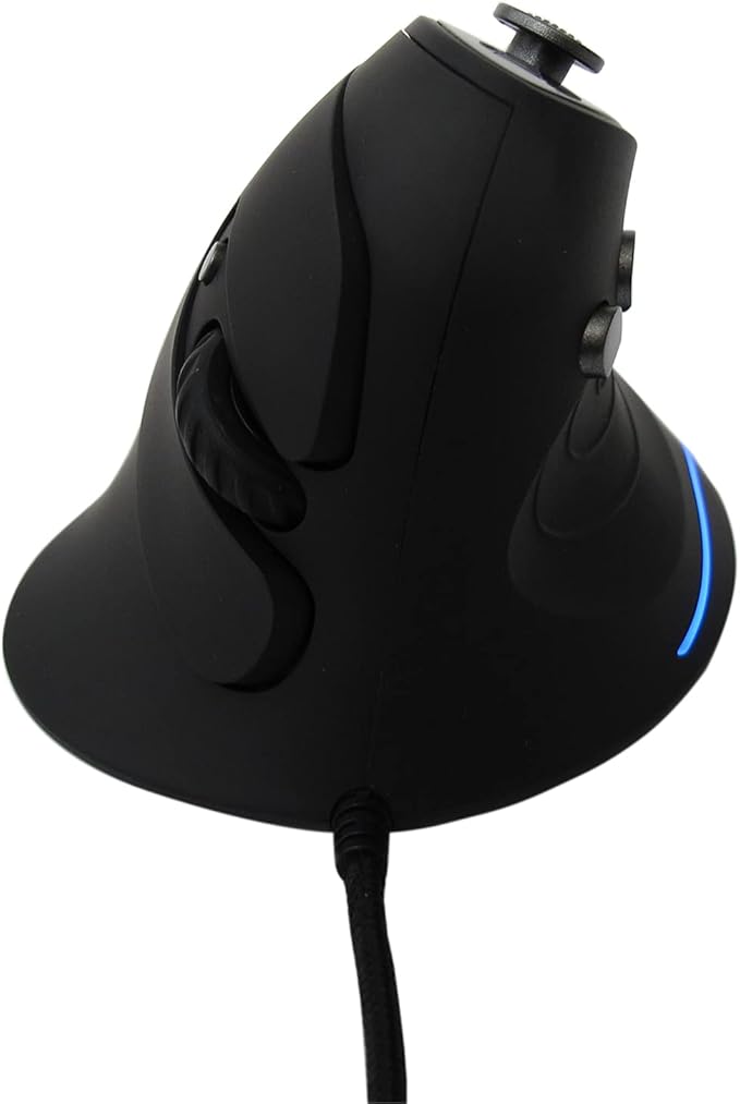 MOJO Silent Vertical Gaming Mouse - Ergonomic Mouse for PC Gaming w/ 4 Directional Joystick Buttons, Adjustable DPI (1000-10000), Custom Software, Macros, and More