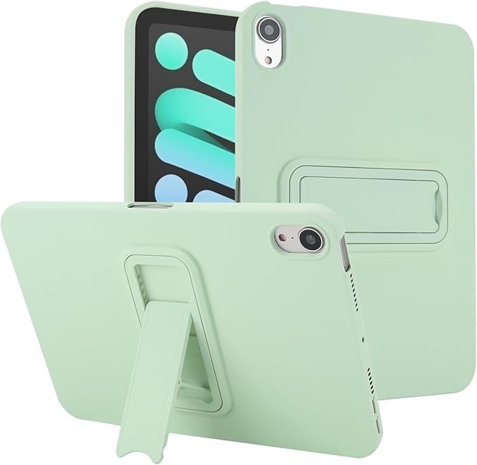 Case for iPad mini 7th & 6th Gen with Kickstand, Soft TPU + Hard PC Ultimate Delicate Touch Feeling Shockproof Protective Back Cover for iPad mini 7th 6th Women Men, Mintgreen