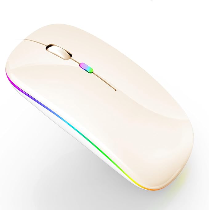 PEIBO Bluetooth Wireless Mouse for Laptop mac MacBook ipad MacBook air MacBook pro pc Desktop Computer Windows Chromebook Notebook (Cream White)