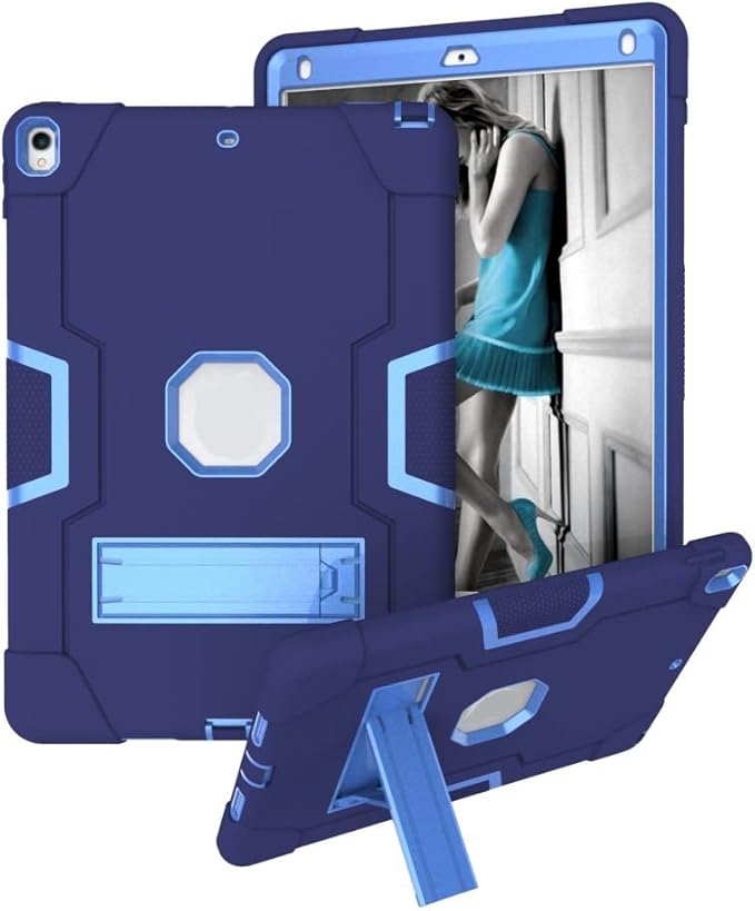 3 in 1 Hybrid Case for iPad Air 3 10.5" & iPad Pro 10.5" - Heavy Duty Rugged Stand, Shockproof, Anti-Slip & Scratch, Navy Blue