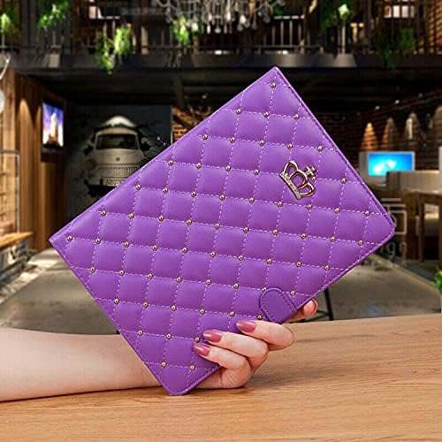 Changjia for iPad Pro 12.9 Inch Case 6th/5th/4th/3rd Generation (2022/2021/2020/2018), Crown Diamond Bling Cute PU Leather Smart Auto Sleep/Wake Stand Shockproof Protective Case for iPad 12.9", Purple